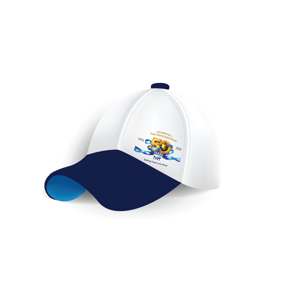 TWR Kenya Jubilee Cap, white and navy with the 50 Years badge on the front