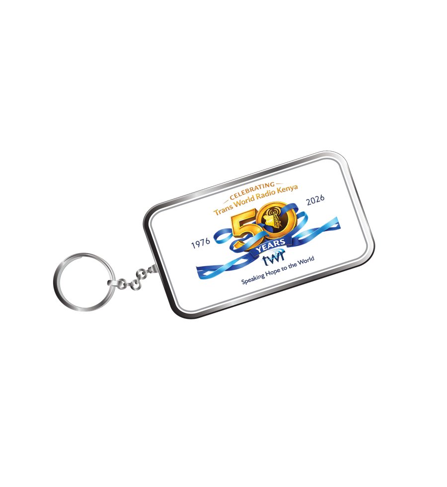 TWR Kenya Jubilee Keyholder printed with the 50 Years badge